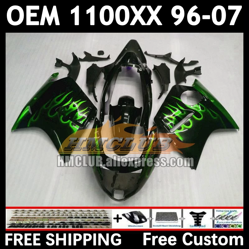 Blackbird For HONDA CBR 1100XX CBR1100 XX 86No.70 CBR1100XX 96 97 98 99 00 01 2002 2003 2004 2005 2006 2007 Fairing green flames