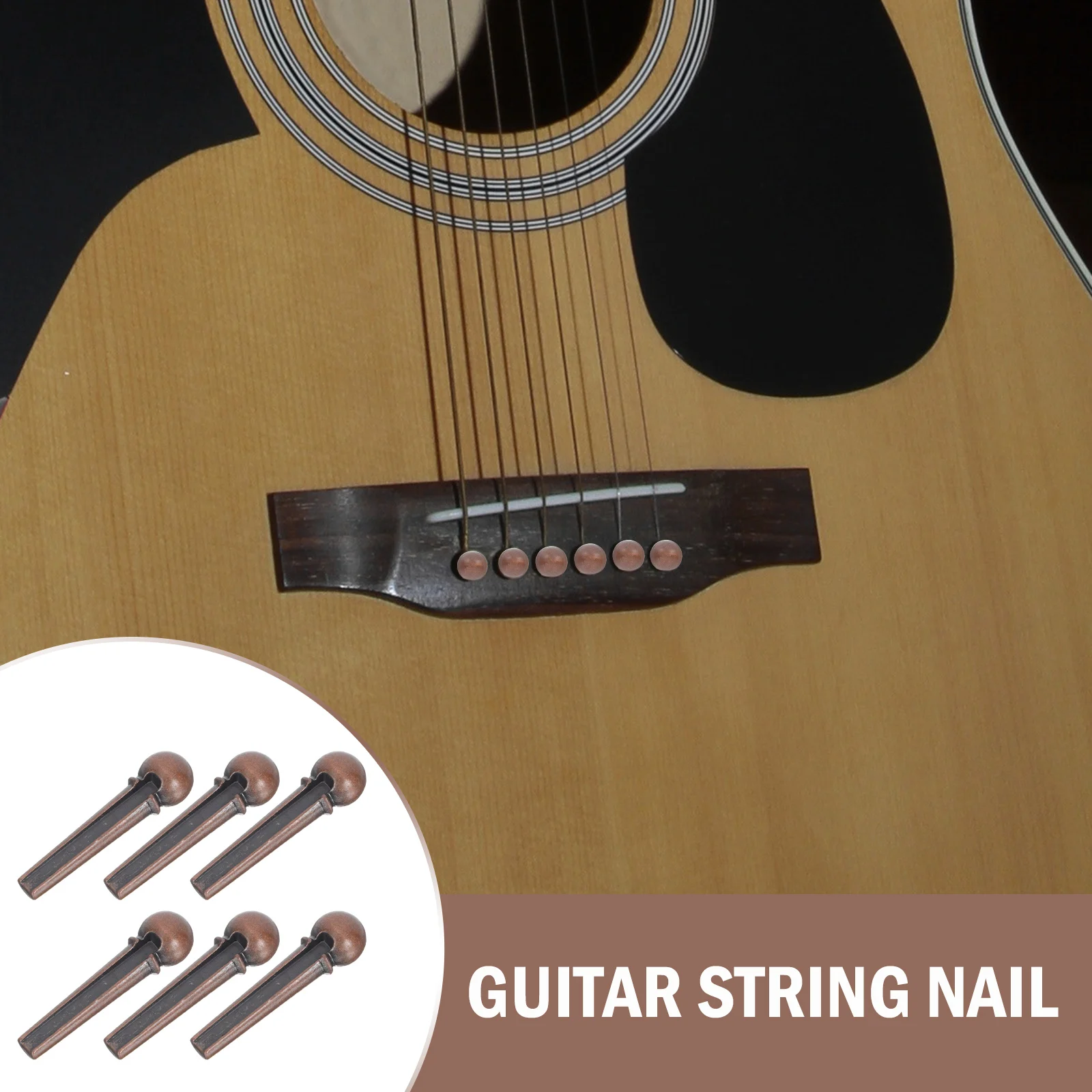 

6Pcs Guitar String Pins Fixing Nails Acoustic Guitar Pegs Durable Replacement Musical Instrument Accessories Nail for String