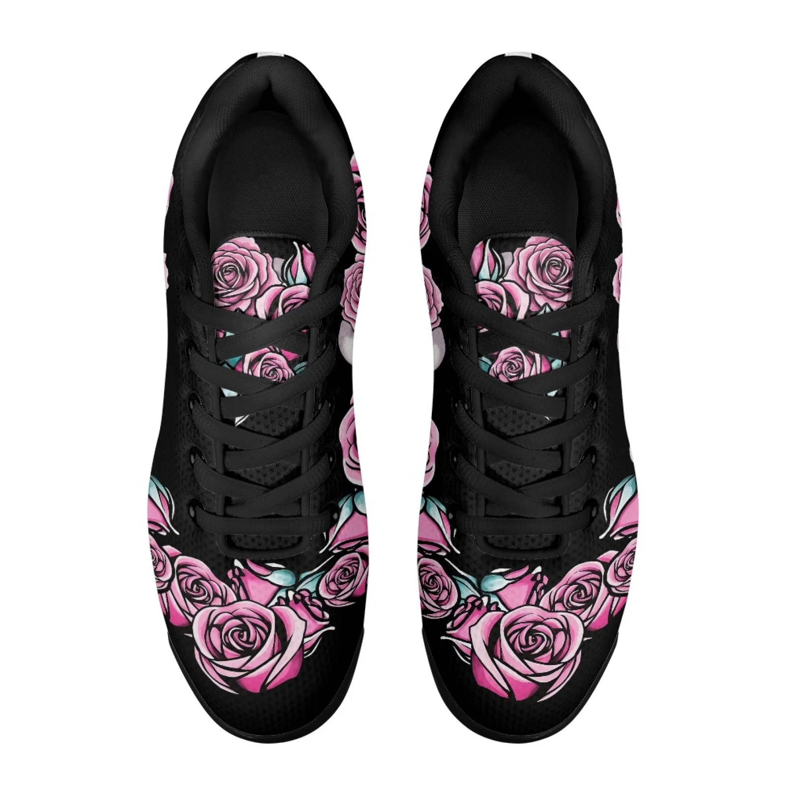 PENSTROLL Skull Pink Rose Men's Air Running Shoes Mesh Running Tennis Shoes Fashion Athletic Shoes for Training