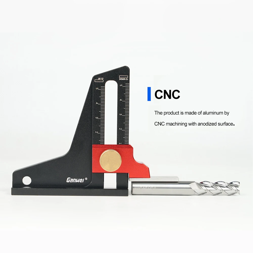 1pc Woodworking Precision Height Depth Ruler Al Alloy Height Depth Measuring Tool Adjustable Dual Scale Saw Blade Marking Ruler