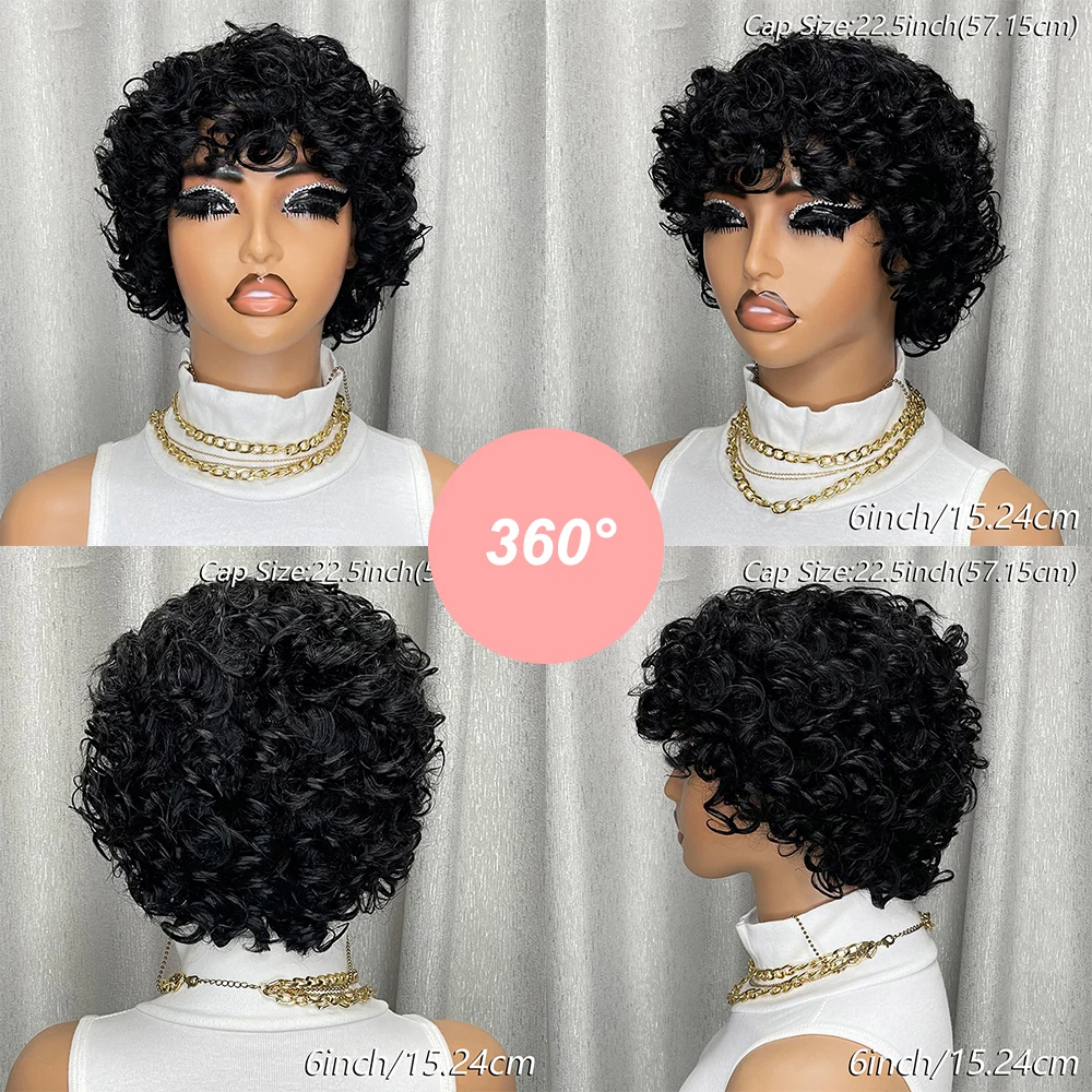 غريب مجعد موجة المياه قصيرة عابث قطع شعر مستعار البرازيلي خصلات الشعر المستعار الإنسان مع الانفجارات قبل قطعها للنساء السود كامل آلة صنع