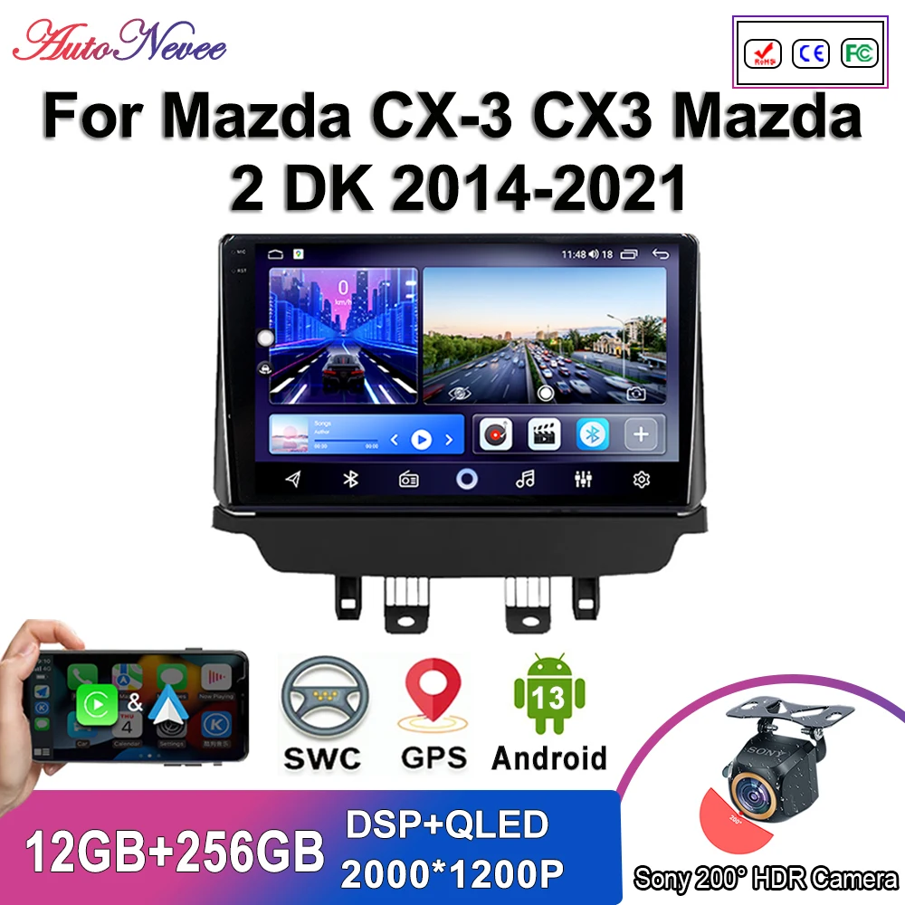 

Android 13 Multimedia For Mazda CX-3 CX3 Mazda 2 DK 2014-2021 Car Player GPS Navigation Auto Radio Screen No 2Din DVD 5G WIFI BT