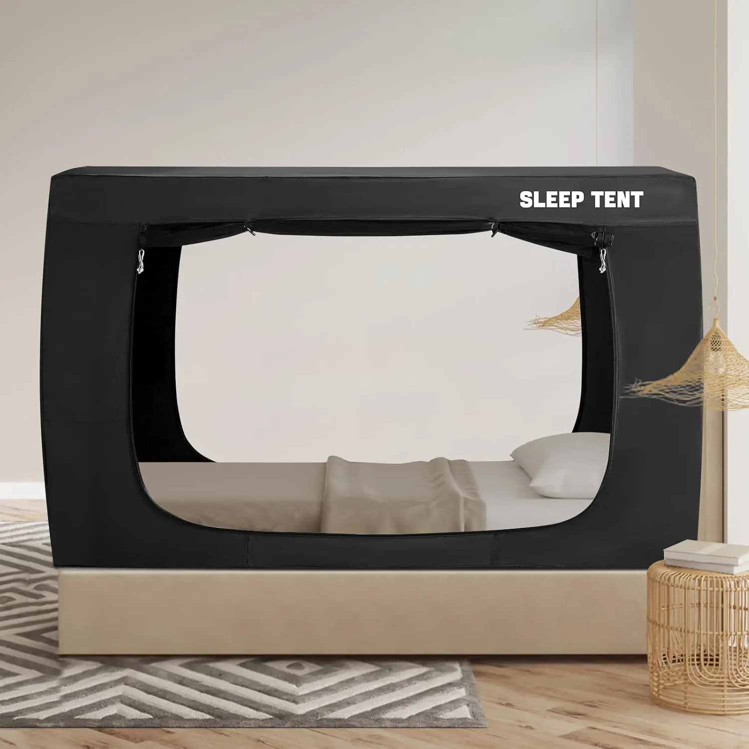 

Portable Twin Bed Canopy Tent for Kids and Adults - Indoor Sleeping with 93% Blackout