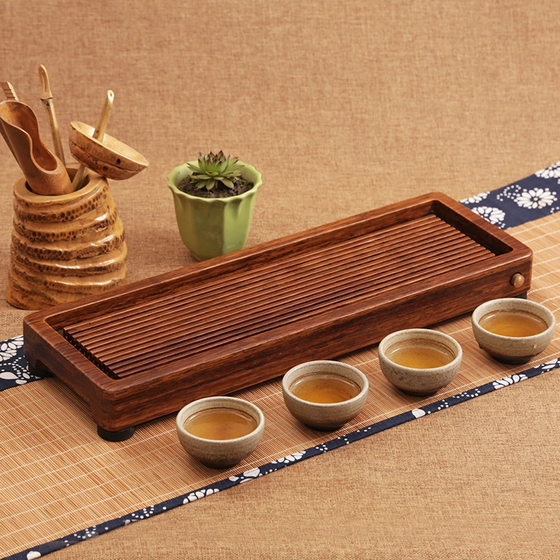 

Simple Bamboo Tea Tray, Household Tea Set Storage Board, Japanese Rectangular Bamboo Tea Table, Drainage Dry Brew Stand
