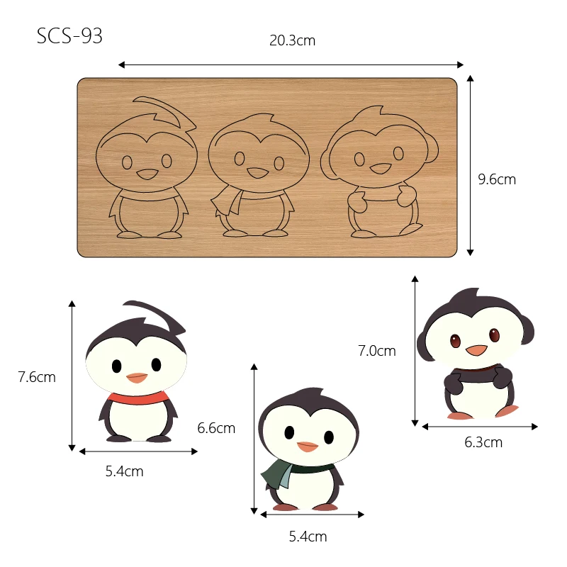 Wooden Penguin Cutting Knife Die, Used with the Machine, SCS93
