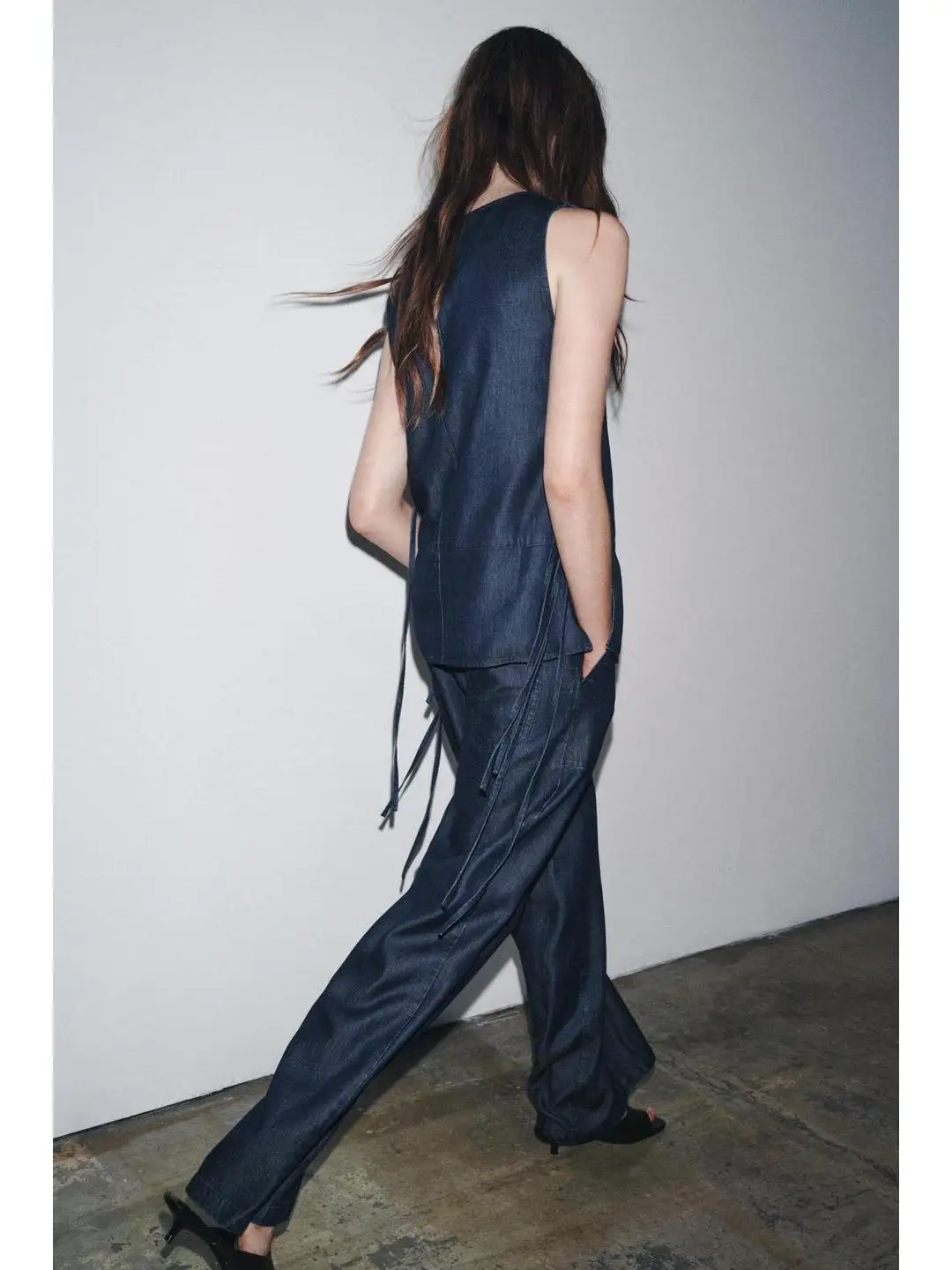 Cleanfit taille haute taille croisée Denim jean noeud décoré PVC matériel grande taille femmes Faion automne Collection