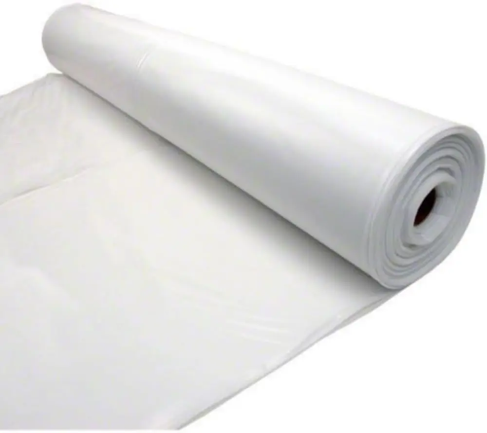 Sheeting - Thick Plastic Sheeting, White Plastic Tarp, Construction Plastic, Drop Cloth Vapor Barrier (6 mil - 32' x 100')