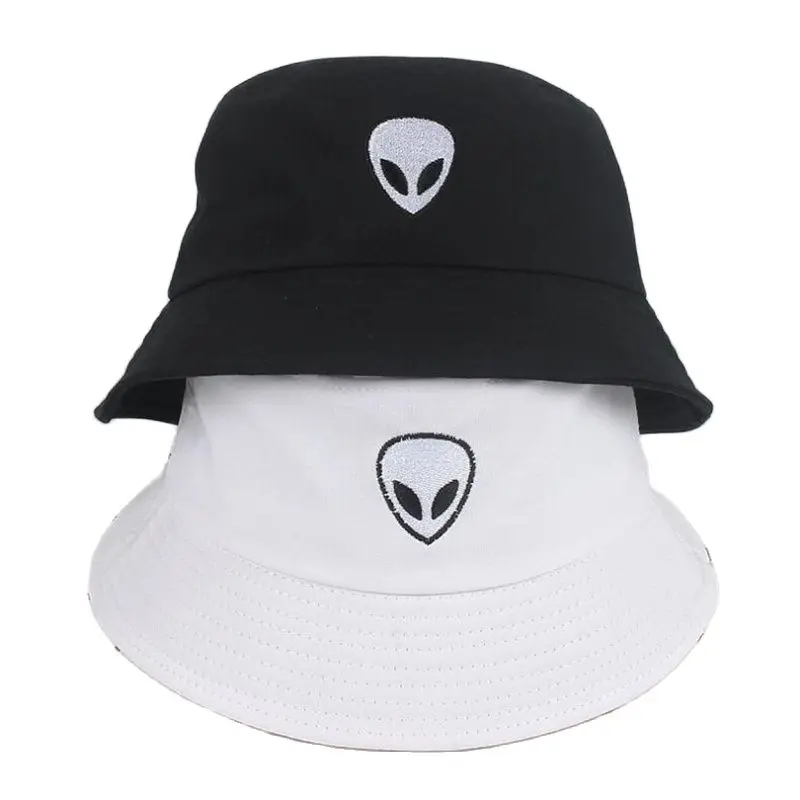 Summer Unisex Embroidery Alien Fisherman Cap for Men Women Outdoor Lightweight Breathable Sun Protection Panama Bucket Hat F5