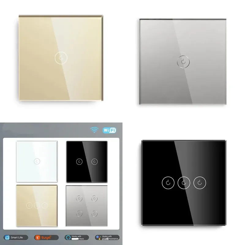 for WiFi Smart Wall Touch 1 2 3 Gang Light Switch Glass Panel Wireless Remote Control