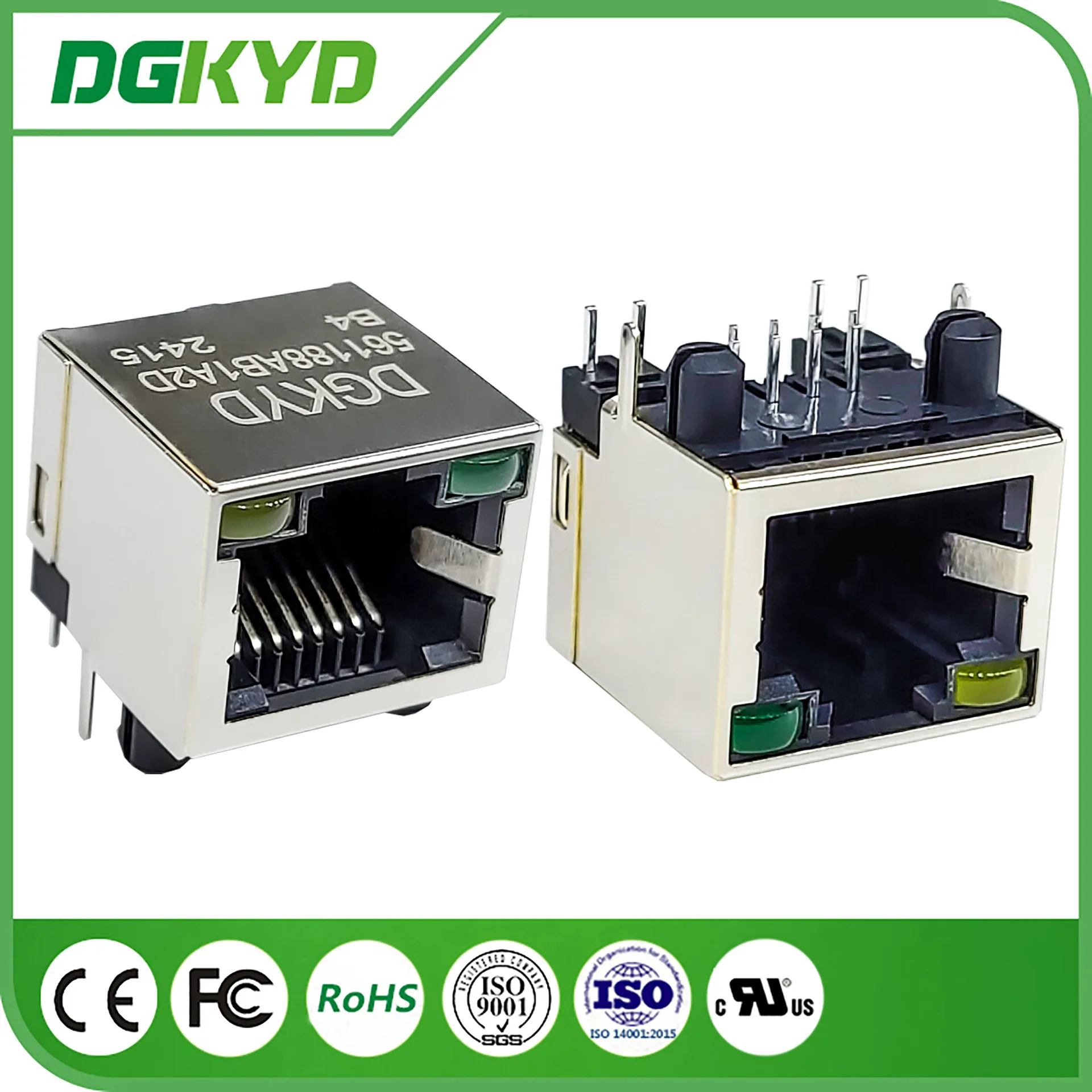 

Для разъема RJ45 56 с подсветкой и экраном, плоская штыревая розетка 8P8C DGKYD561188AB1A2DB4