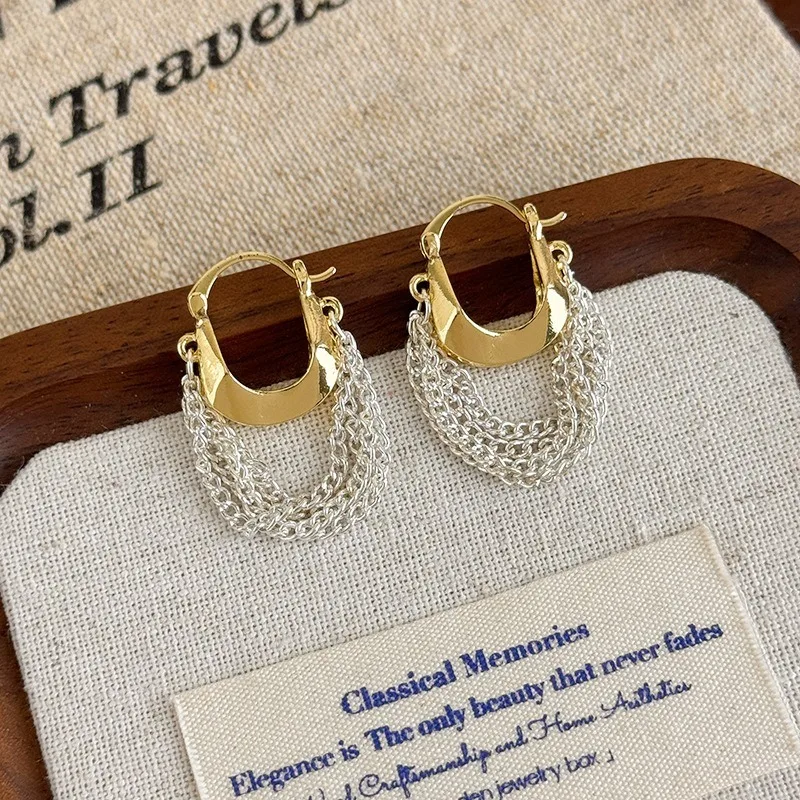 Metal Gold Small Tassel Ear Cuff for Women Girls Premium Quality Unique Elegant Daily Party Office Accessory Lightweight Jewelry