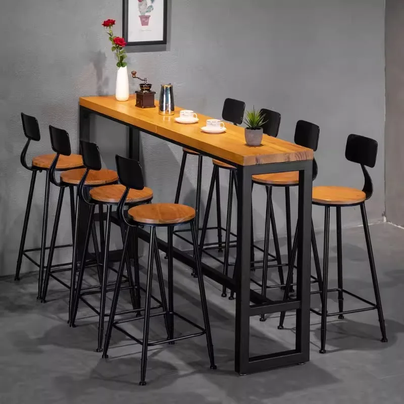 

Simple Creative Bar Furniture - Solid Wood Wall Mounted Table with High Stools for Home & Commercial Spaces