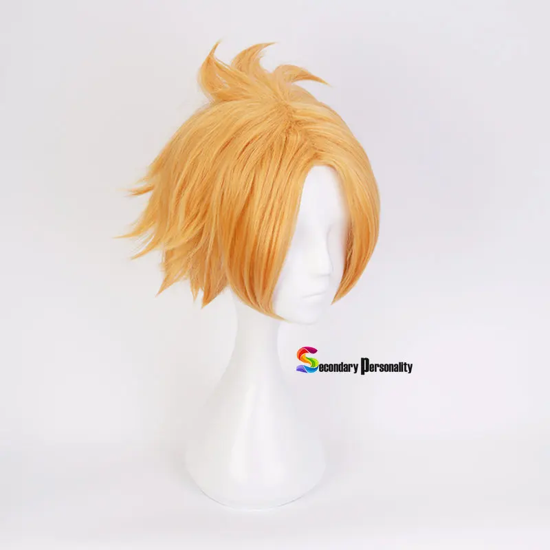 Wig Denki Kaminari baru dengan hiasan kepala kostum Cosplay Boku no Academia Wig rambut sintetis tahan panas