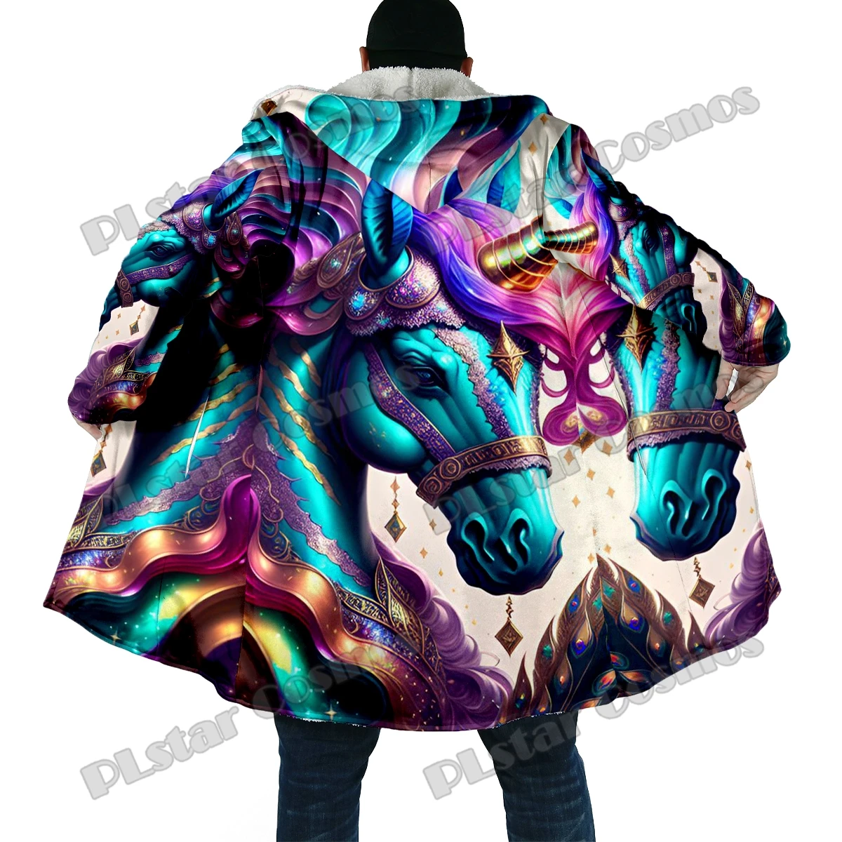 Winter Fashion Men cloak Animal Unicorn And Elk 3D All Over Printed Thick Fleece Hooded Cloak Unisex Casual Warm Cape Coat DP38