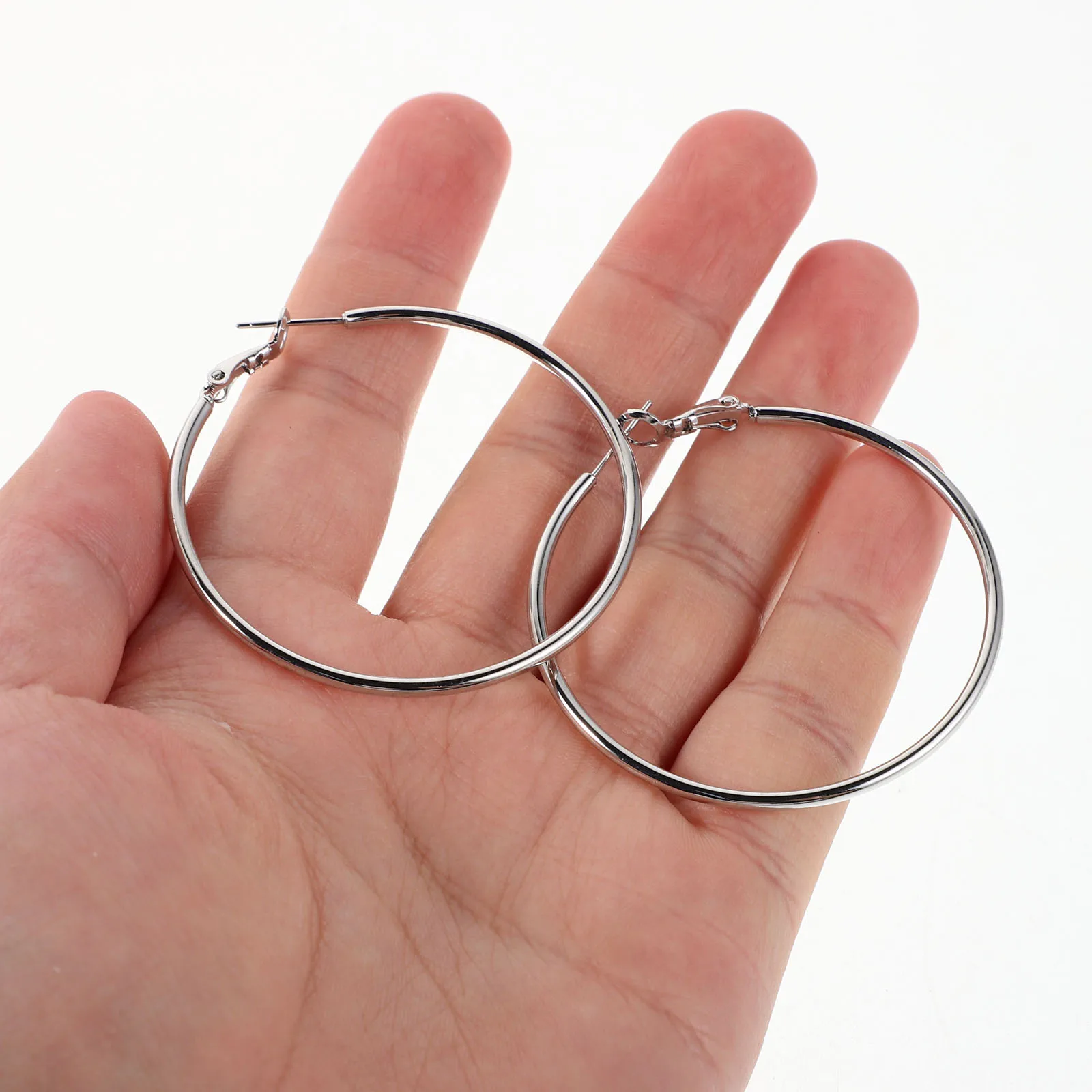 

Pure Silver Large Hoop Earrings Lightweight Big Round Hoops for Women Statement Casual Wedding Jewelry Chunky Hoop Earrings