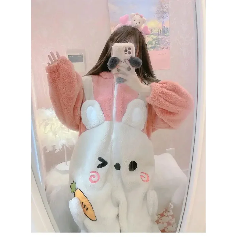 Hase-Einteiler für Erwachsene, Tierkostüm, Kaninchen, einteiliger Pyjama, Nachtwäsche, Weihnachten, Cartoon, Halloween, Cosplay, Anzug für Frauen und Mädchen