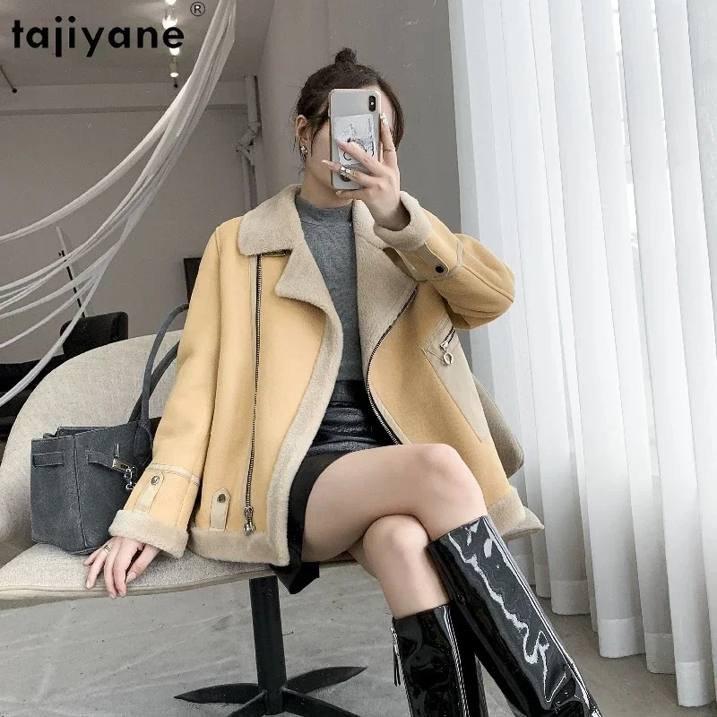 Tajiyane New Fashion 100% Wool Jackets for Women 2023 Autumn Winter Elegant Sheep Shearing Jacket Female Fur Coats Abrigos Mujer