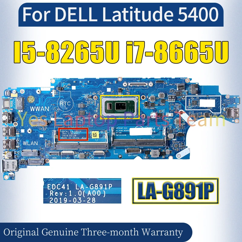 LA-G891P For DELL Latitude 5400 Laptop Mainboard I5-8265U i7-8665U 03CY3R 052T0R 100％ Tested Notebook Motherboard