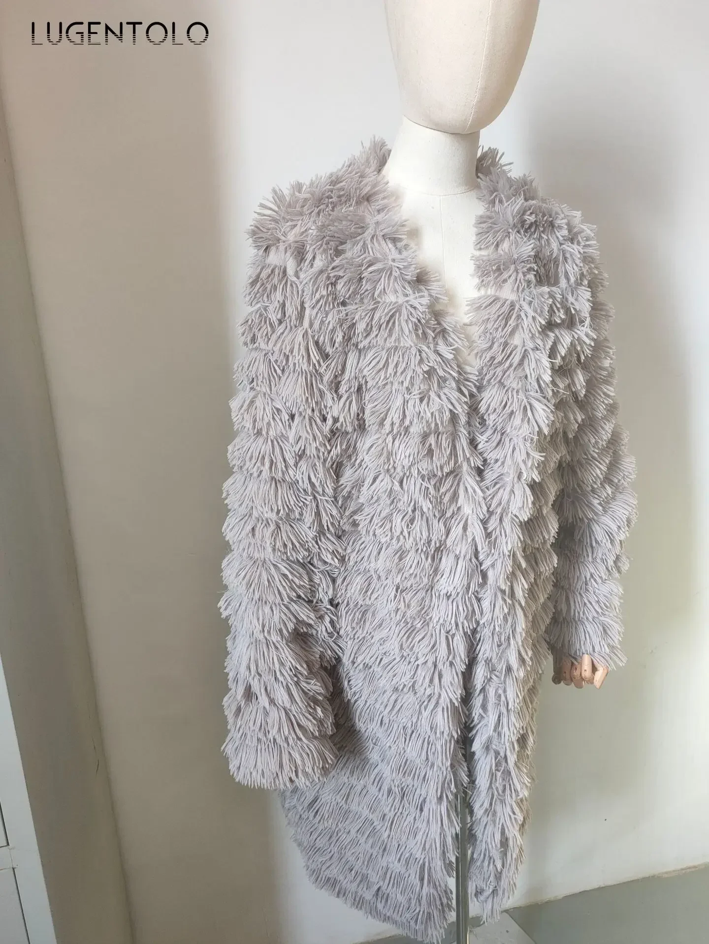 Donne eco-pelliccia nuovo cappotto caldo autunno inverno 2023 moda semplice signora elegante Cardigan Outwear panno confortevole