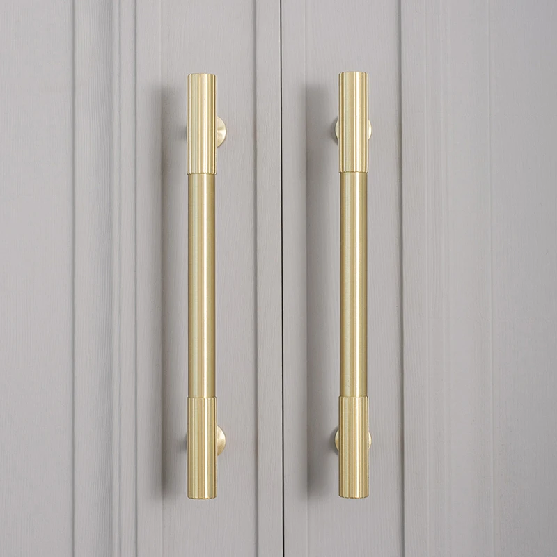 

Nordic simple light luxury brass handle drawer cabinet wardrobe door pure copper gold single hole round small handle