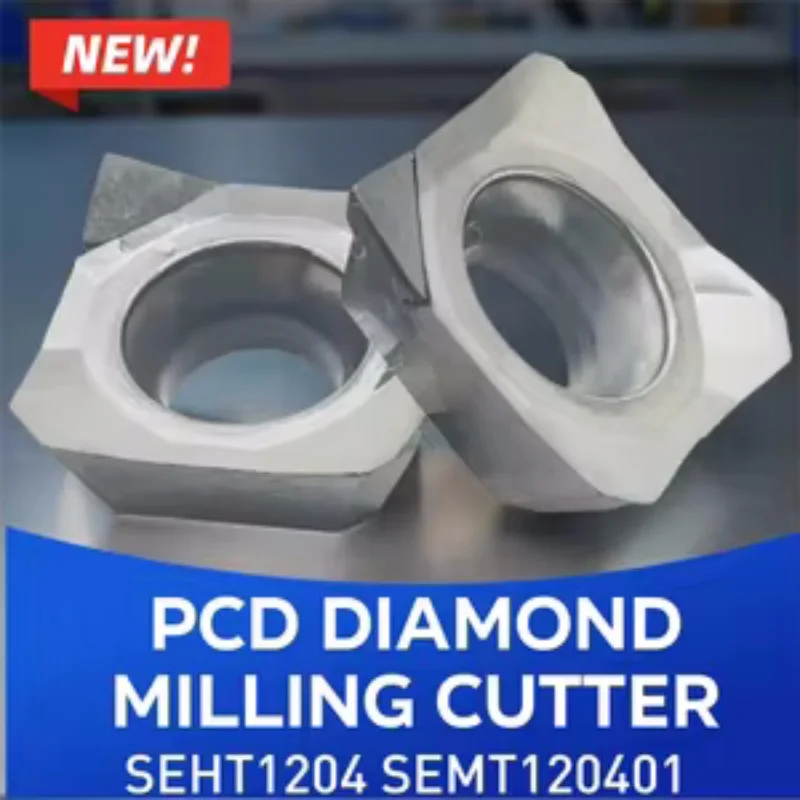 

SEHT1204 SEMT120401 PCD Diamond Milling Cutter CNC Aluminum Alloy Face End Mill Carbide Inserts Brass Turning Tool