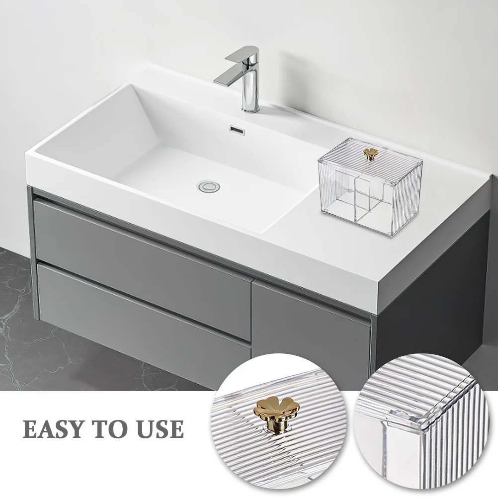 

2Pcs Clear Makeup Organizer Storage Box Lid Multi-Compartment Cotton Swabs Pads Holder Portable Case Desk Travel