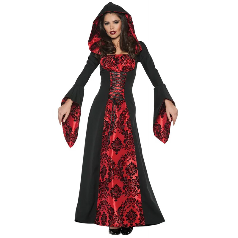 Carnival Halloween Lady Vintage Gothic Vampire Costume Glamour Witch Spooktacular Cosplay Fancy Party Dress