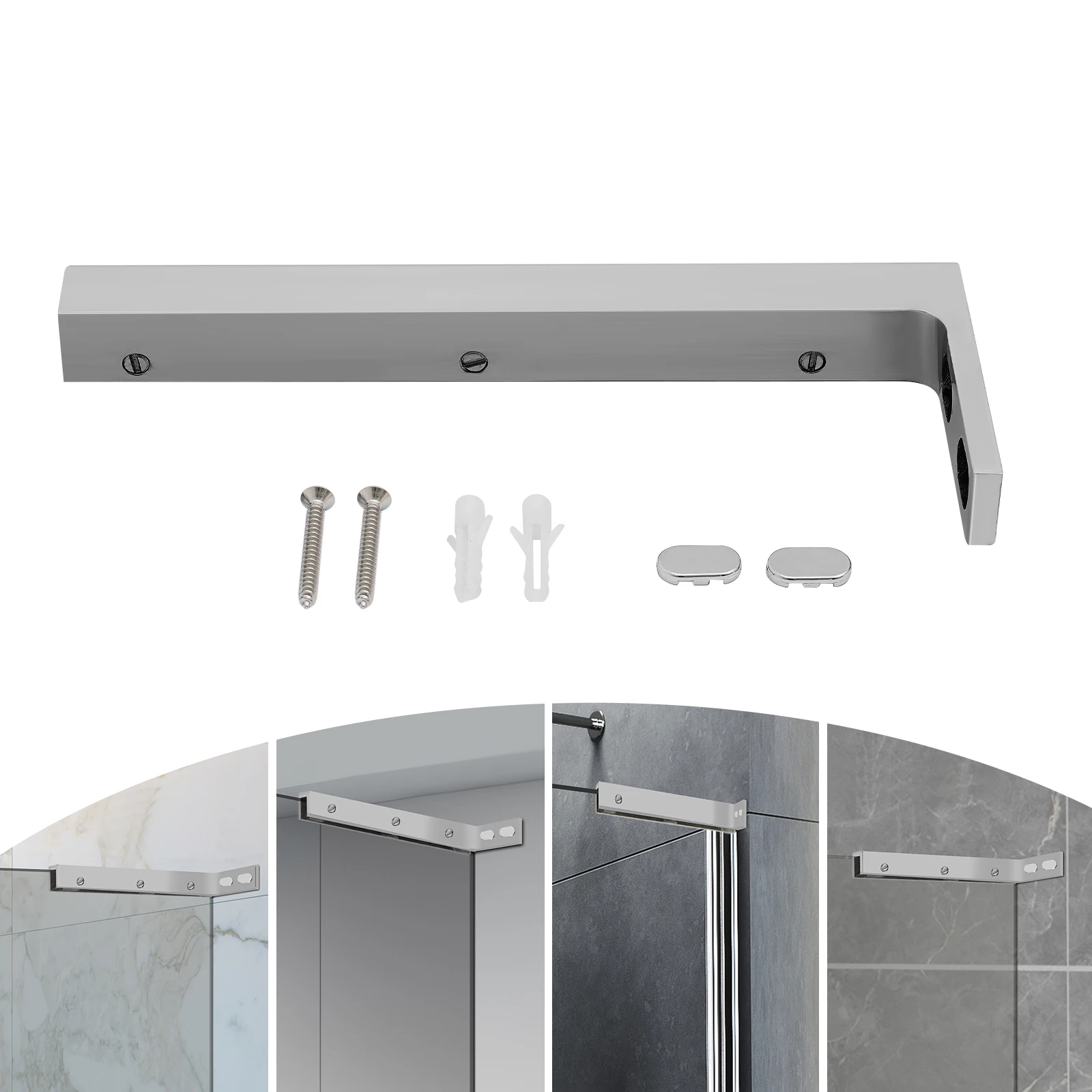 

Glass Door L-Shape Stabilizing Stainless Steel Bracket,Silver Stabilizer Mounting Bracket Left/Right Side Wall Mount for Homes