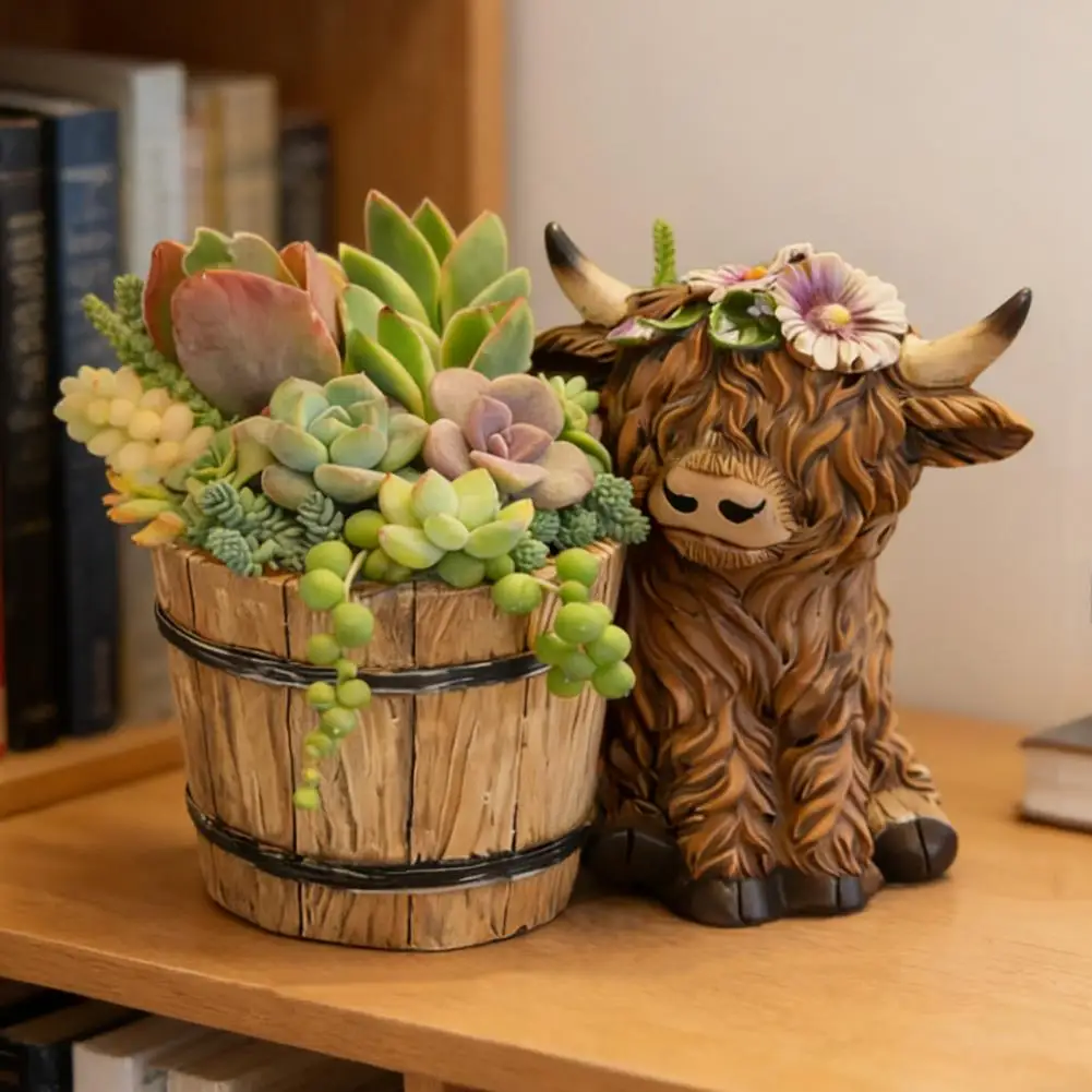 

Cartoon Cow Planter Cute Resin Cow Flower Pot Planter Cute Green Plants Planter for Indoor Outdoor Decor