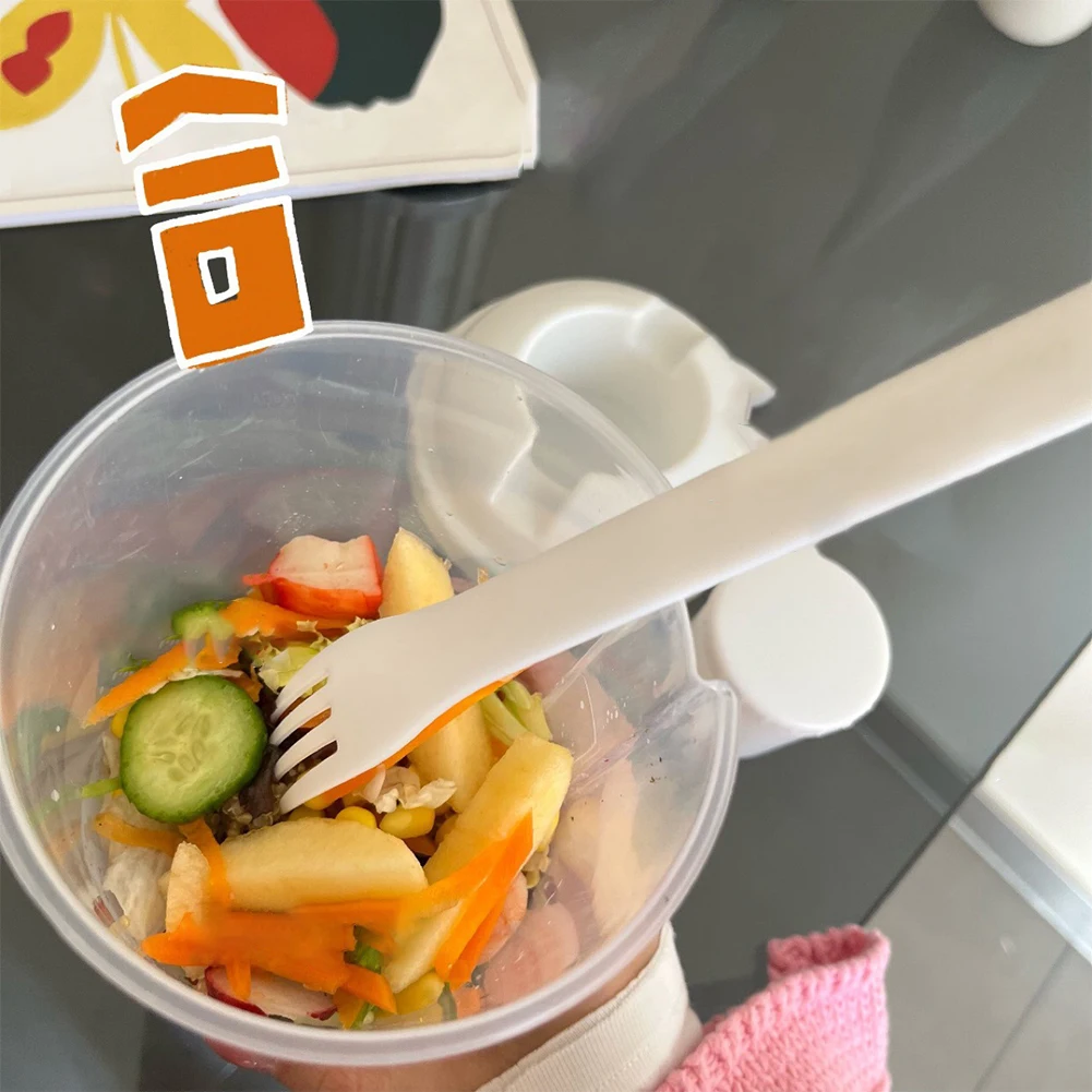 1L Portable Salad Cup Kids Breakfast Salad Bowl with Fork School Lunch Box Food Storage Bento Box Yogurt Oatmeal Cereal Milk Cup