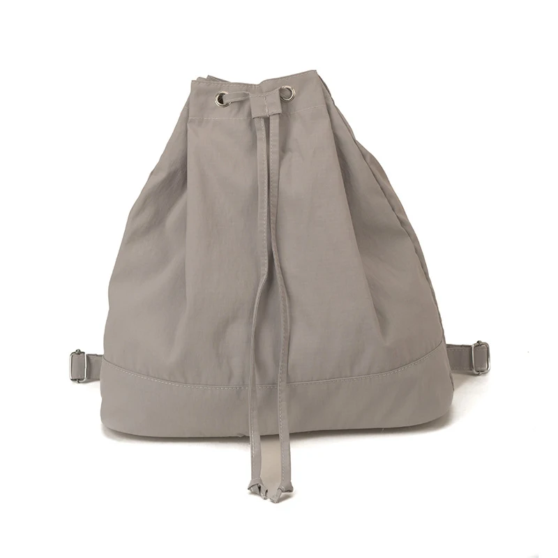 Simple and lightweight nylon drawstring backpack for women, suitable for travel, sports, and fitness, foldable shopping bag