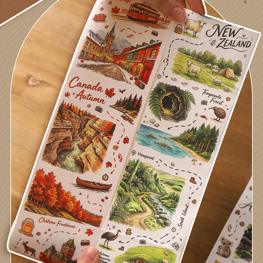 350 mm/Rolle Reiseroute Exotic Journey Serie Vielseitiges Material Handbuch DIY Basis Dekorative Aufkleber