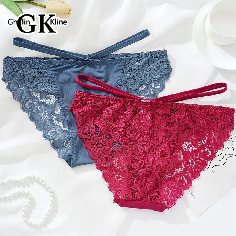 GK Brand Temperament Style Women Panties Waist Rope Design Sex Lace Laciness Silk Satin Briefs for Ladies Free Shipping