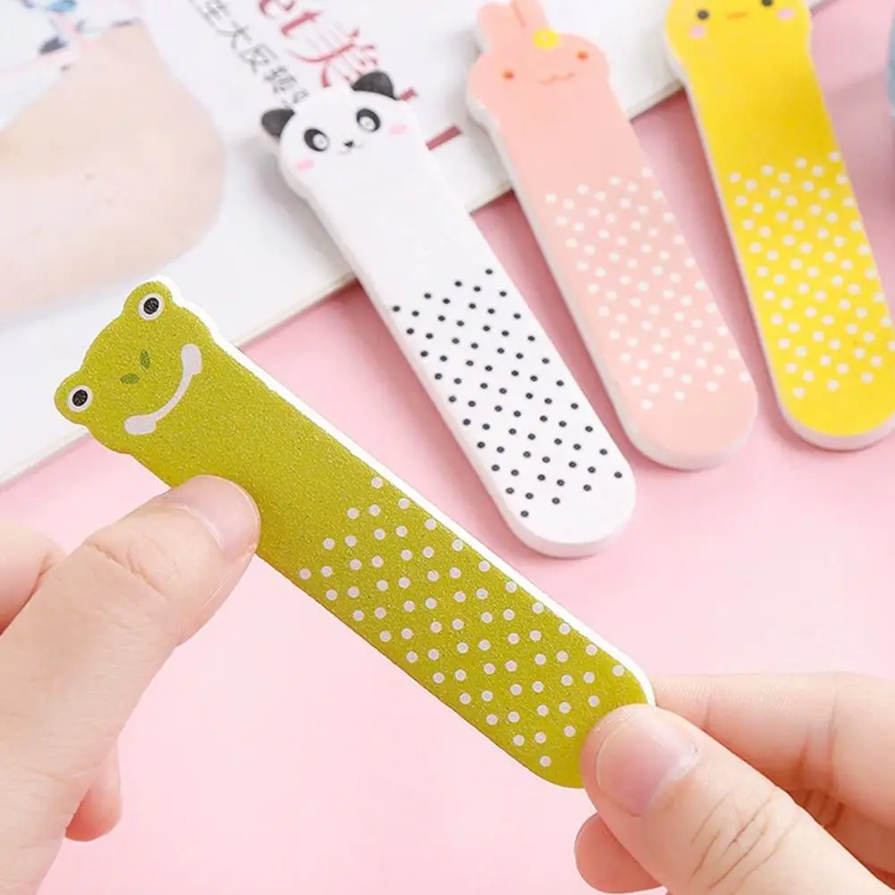 ملفات الأظافر الصغيرة لطيف الحيوان نمط أظافر المخازن المؤقتة ألواح الصنفرة مزدوجة الجانبين مسمار شحذ أداة للمنزل Z9V6