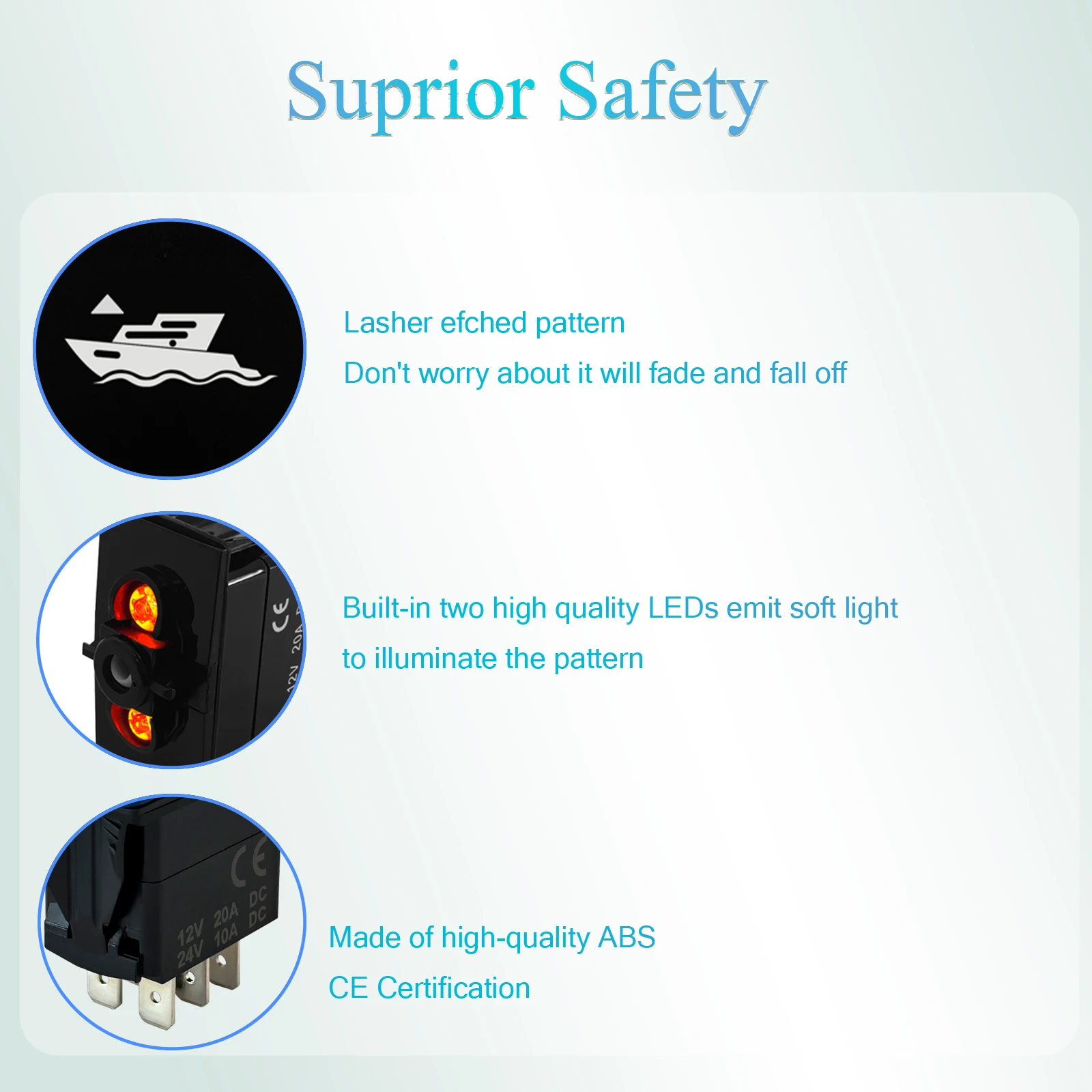 12 فولت/24 فولت مقاوم للماء الخلفية البحرية الروك التبديل لليخوت قارب صيد المراكب الشراعية كروزر الملاحة مرساة الإضاءة نظام الوقود