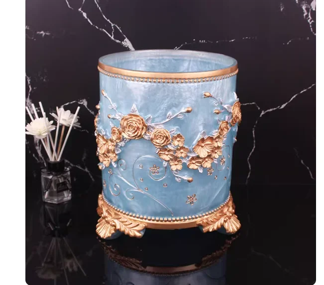 European-style Creative Home Living Room Trash Can Modern Large Luxury Bathroom No-Lid Retro European/American Storage Bucket