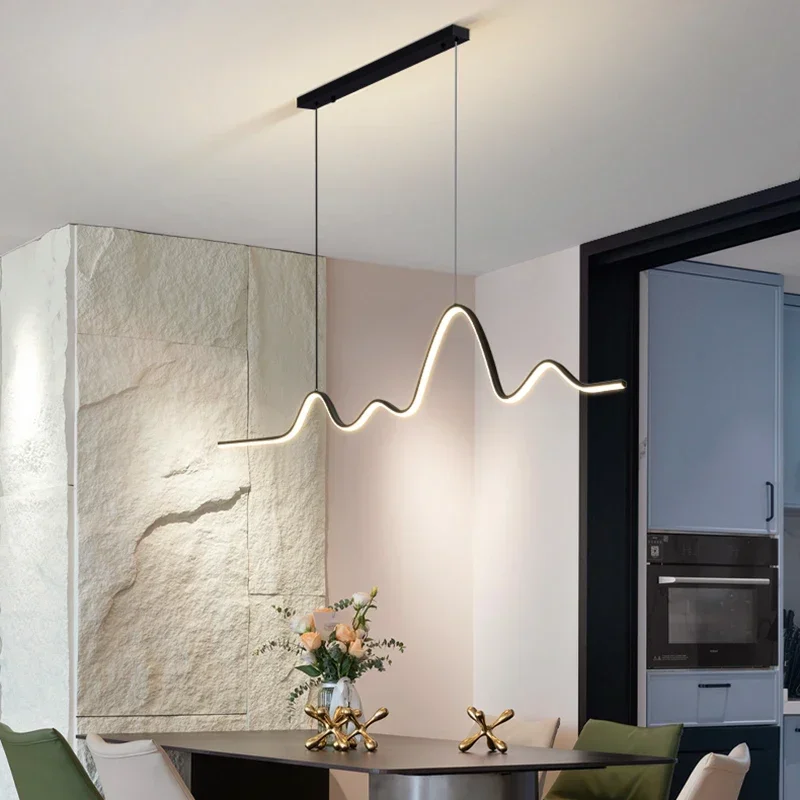 Lampe LED Suspendue au Design Minimaliste Moderne, Luminaire Décoratif d'Nik, Disponible en Noir et Blanc, Idéal pour une Table, une Salle à Manger ou une Cuisine