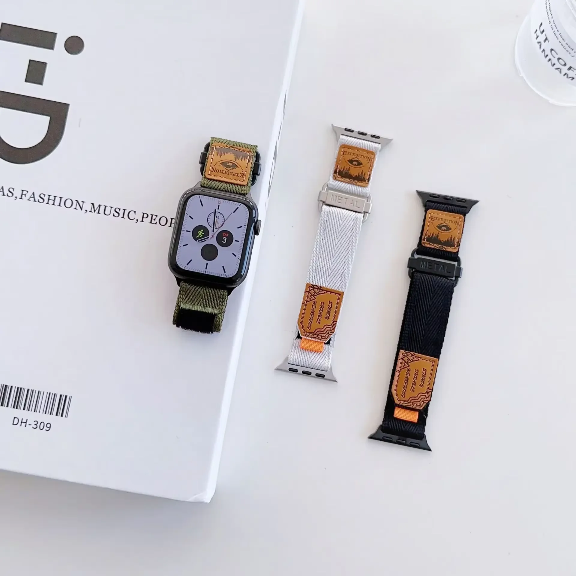 نايلون لساعة أبل الترا 49 ملم 10 46 ملم 42 ملم 9 8 7 45 ملم 41 ملم حزام منسوج بدلاً من سوار لـ Iwatch 6 5 4 3 SE 44 ملم 40 ملم