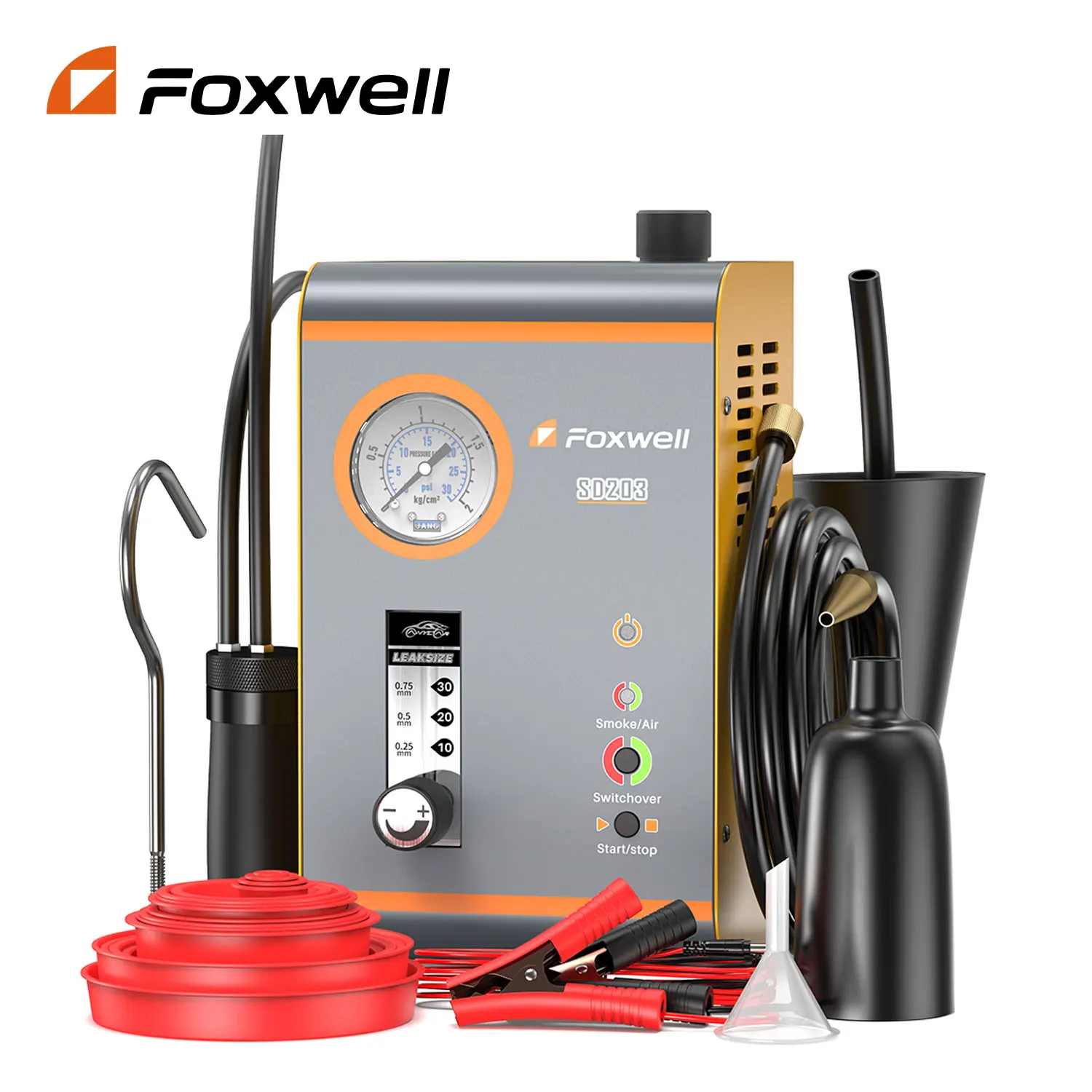 FOXWELL SD203 Automotive Smoke Machine Built-in Air Pump EVAP Vacuum Leak Detector Dual Mode Car Pipe Leakage Diagnostic Tester