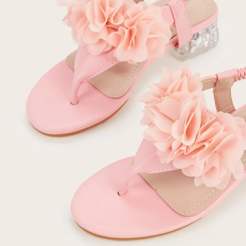 Girl Princess Sandal2026summer New Korean Version Flower Child Height Elevator Singleshoe Fashion Girl Sweet Pink Elegant Sandal