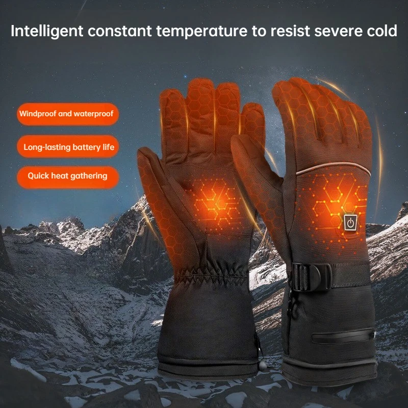 

USB Rechargeable Heating Gloves Electric Thermal Winter Warm Gloves Power Bank Heating Hand Warmer Motorcycle Bike Riding