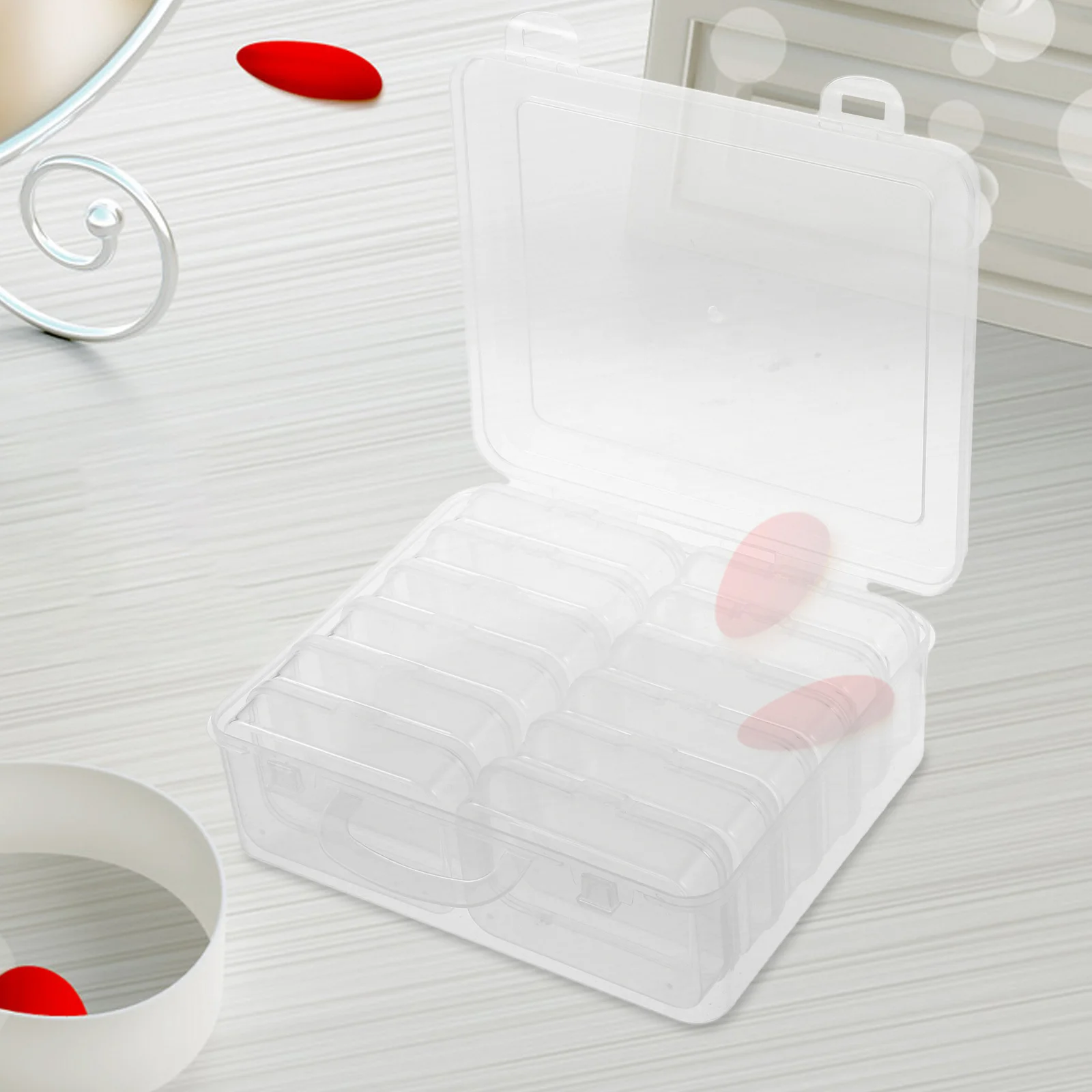 1Set Plastic Jewelry Organizer Large Capacity Box Clear Compartment Storage Container Lid Jewelry Beads Crafts Storage Box