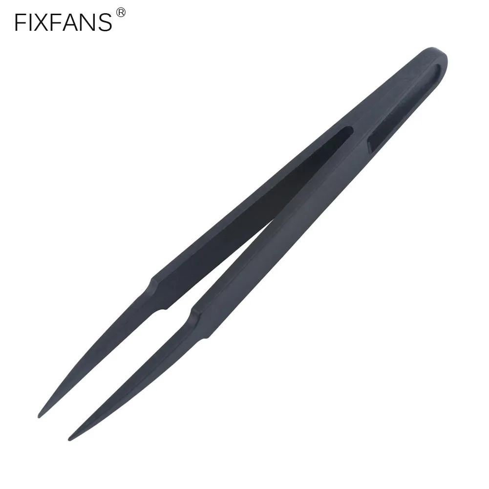 

1pc 4.6 inch Black Plastic Anti Static ESD Tweezers with Blunt Tip for Electronics Mobile Phone Repair Tool DIY Crafts