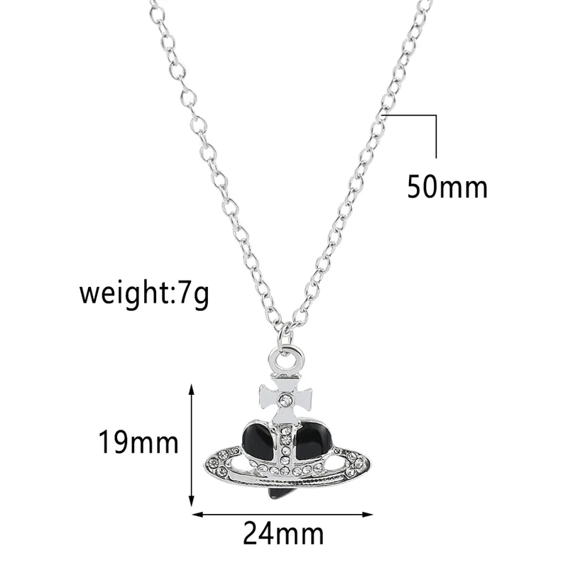 1pc Trendy Fashion Silver Color Chain Necklaces Love Heart Saturn Planet Pendant for Women Accessories Gift