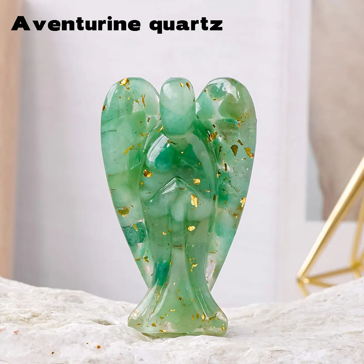 1PC Natural Crystal Guardian Angel Figurine Amethyst Rose Quartz