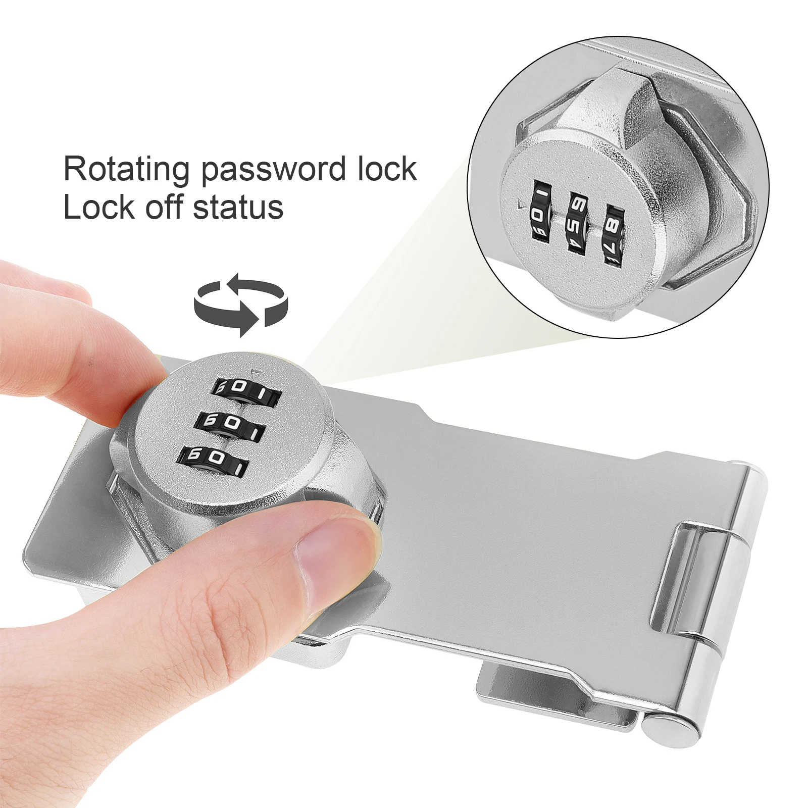 Zinc Alloy Hasp Slide Trava Senha Bloqueio, Keyless Combinação Bloqueio para Cozinha Gavetas Armário Porta do Armário