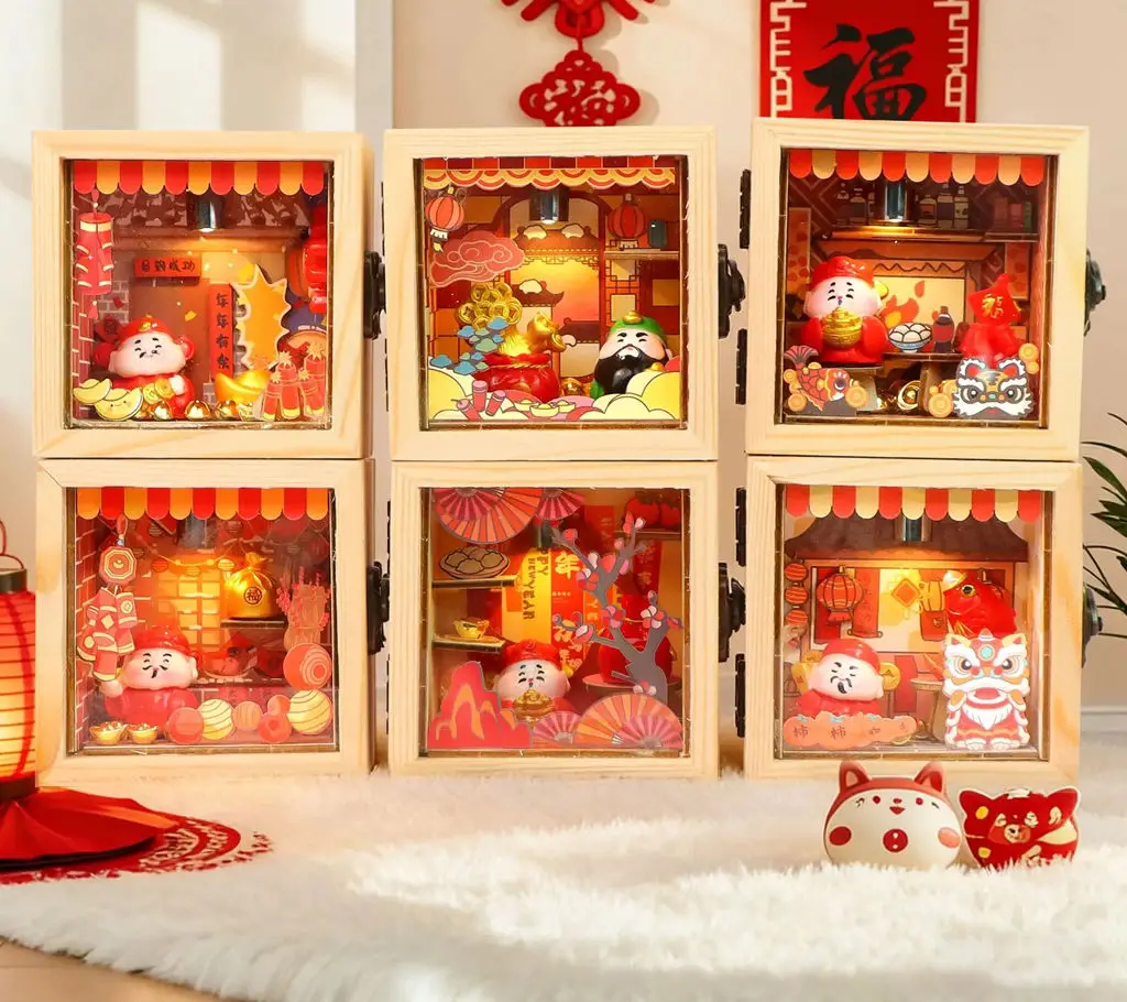 DIY Panda Miniature Scene Box, 3D Wooden Puzzle Kit with LED Light, Handmade Dollhouse Decor, Educational Toy & Gift for Kids