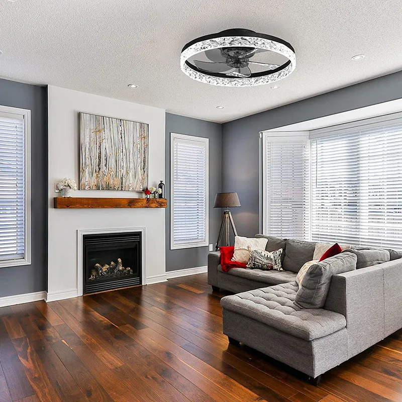 New Design Ceiling Fan With Light Silent Control Invisible Fan Chandelier For Bedroom Living Room Decorative Rc Ceiling Fan Lamp