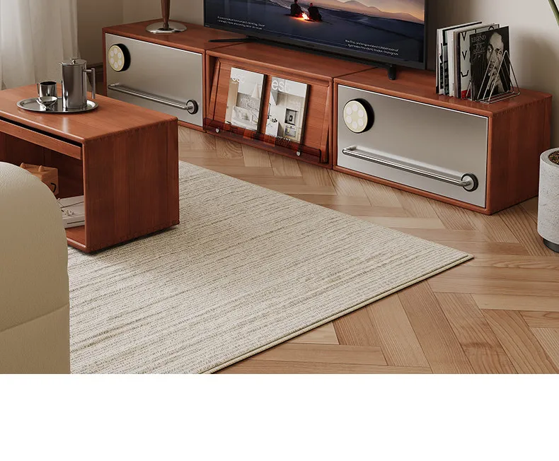 New product module combination cabinet TV cabinet, small apartment medium and ancient style all boxwood solid