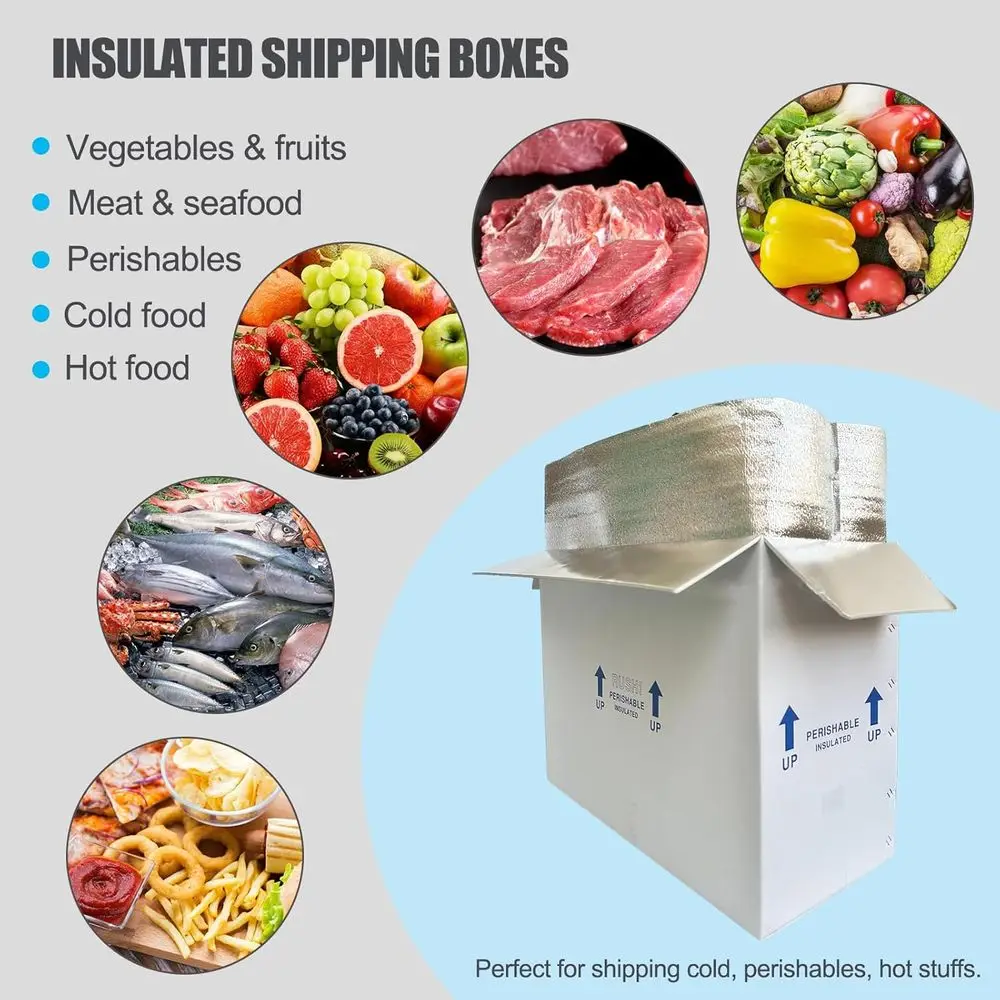 Set di 4 Scatole Isolanti Riutilizzabili per Spedizioni di Prodotti Deperibili con Rivestimento Interno Isolante